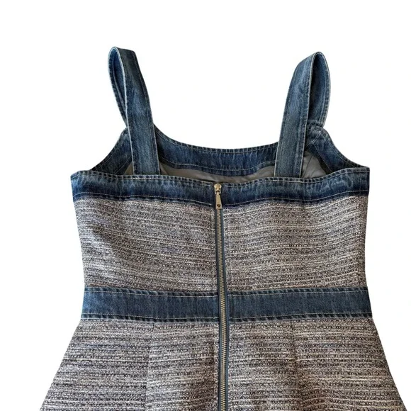 Guess NWT Elsie Tweed‎ and Denim Mini Dress Sleeveless Blue Size M